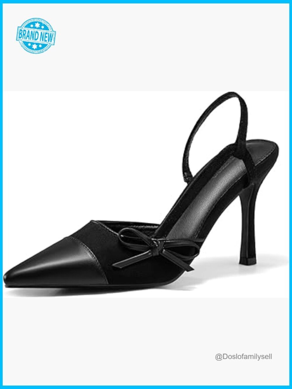 Slingback Stiletto Heels Bow Tie Two Tone Dress Pumps Pointed Toe